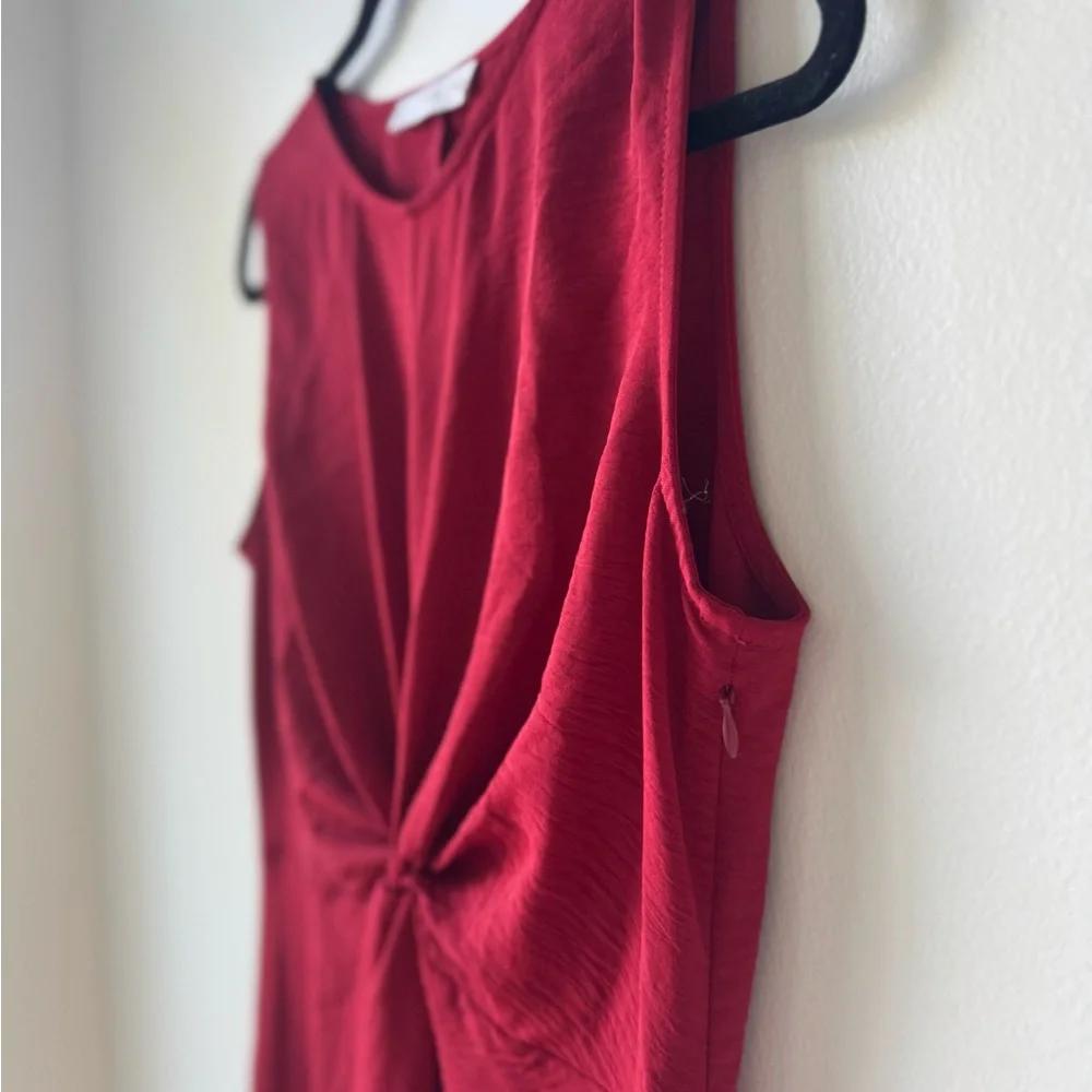 Mango Size 6 Elegant Figure Flattering Midi Burgundy Wine Maroon Tank Dress